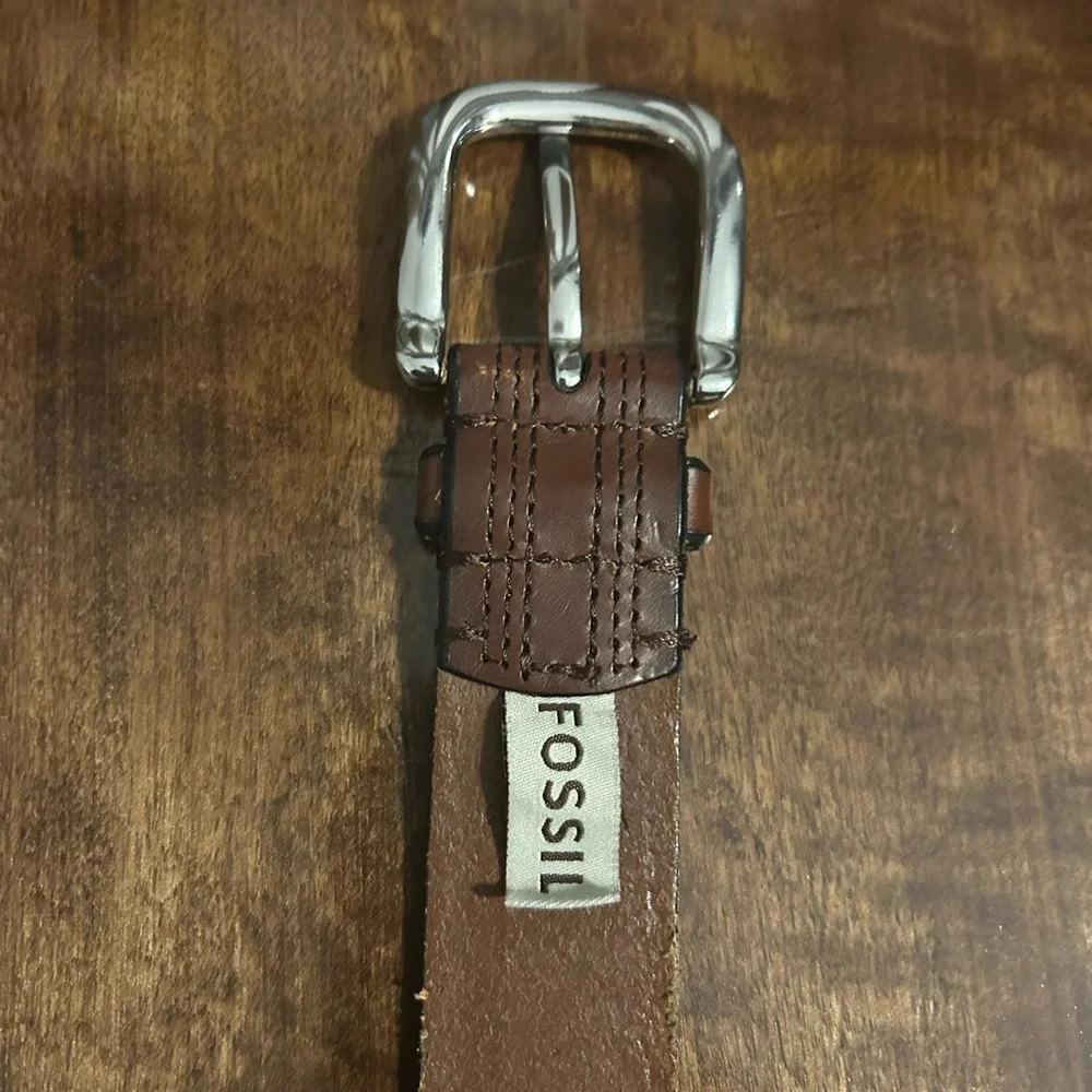 Fossil Brown Genuine Stitched Leather Belt Sz‎ 40